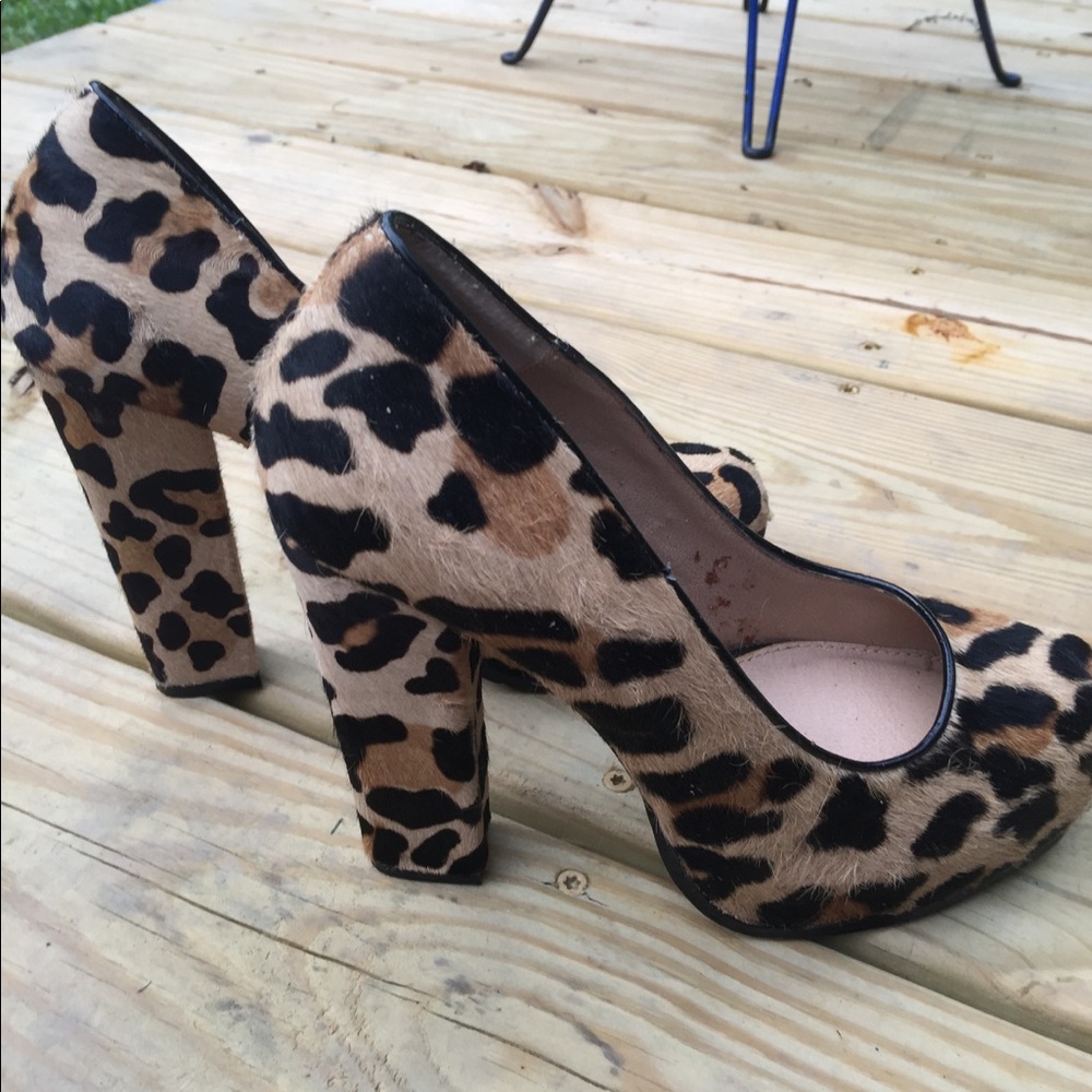Steve Madden Real Fur Platform Heels Size 7.5m Euc - image 1